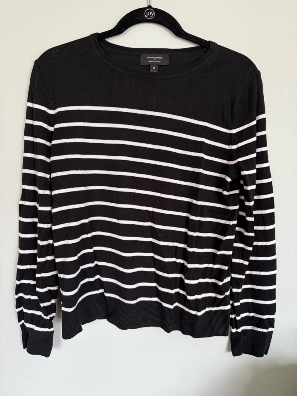 Banana Republic Black & White Striped Crewneck Sweater